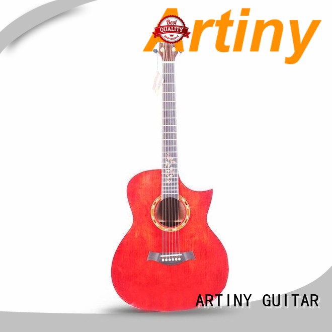 Qte Acoustic Electric Dread nought Cutaway Guitar in Transparent red Finish vintage