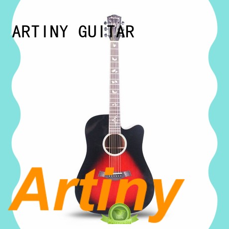 Artiny 41 inch dreadnoughts solid top acoustic guitar with gloss finish black burst color QAG085