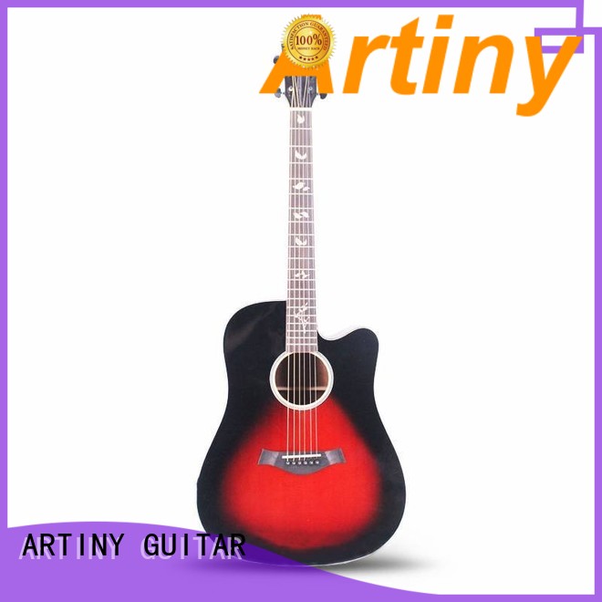 Artiny 41 inch dreadnoughts solid top acoustic guitar with gloss finish black burst color QAG085