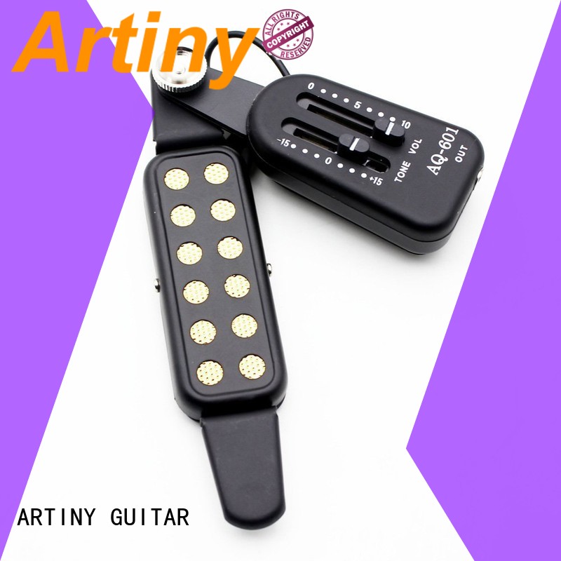 Qte AQ-601 12-hole Magnetic Sound Hole Guitar Pickup Transducer with Volume Tone Tuner Controller 6.5mm Male Plug 3m Audio Cable